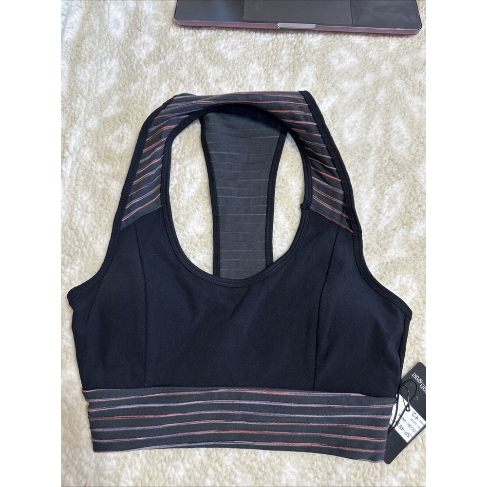 Lanston Sport Racerback Bra Women's XS Black Quick Wicking Scoop Neck Sports Bra